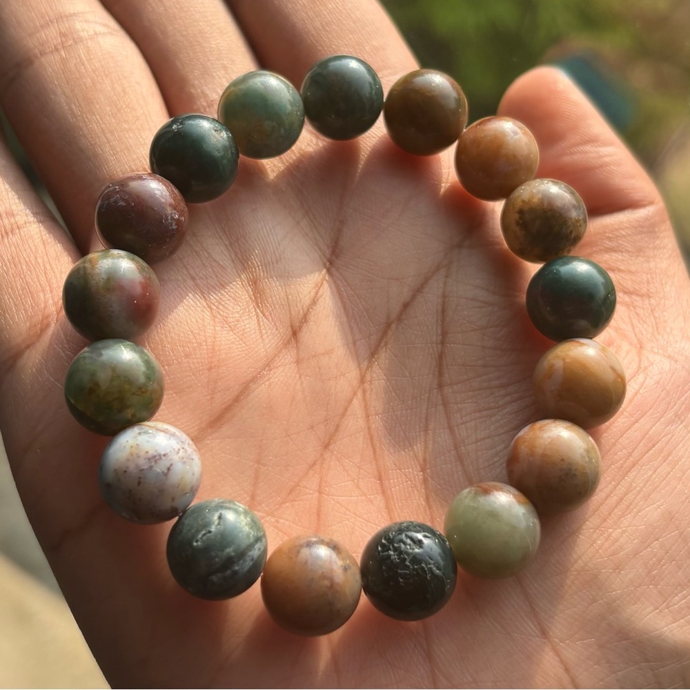 Indian Agate Crystal Bracelet 12mm